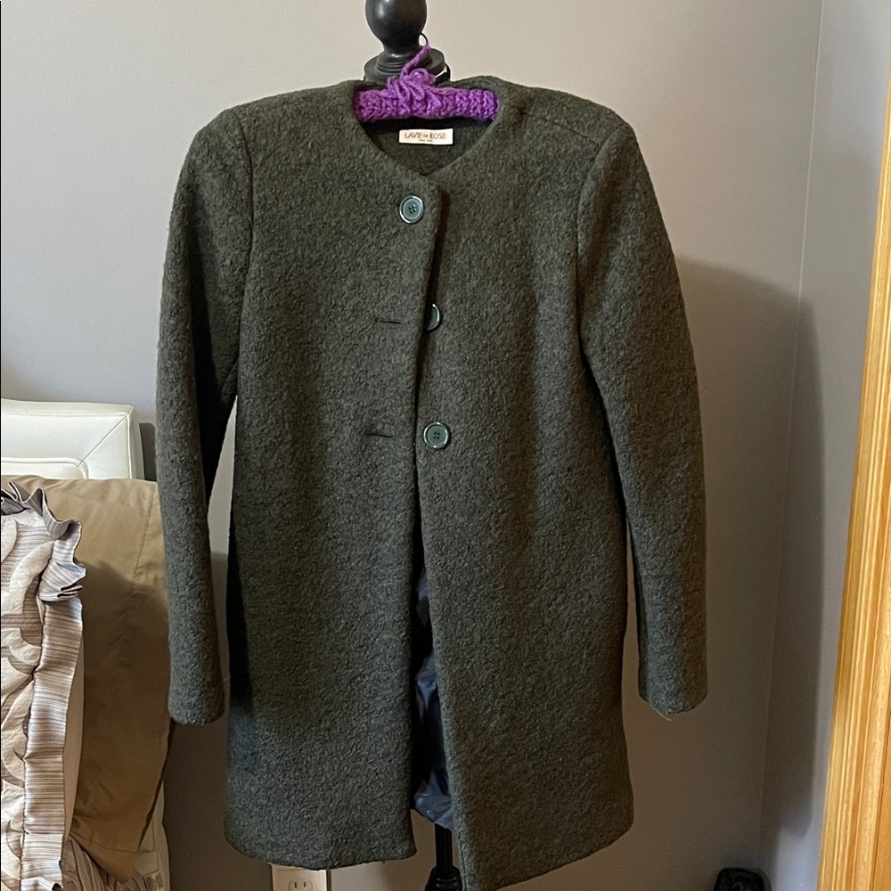 🇮🇹 La Vie en Rose Italian Wool Coat • Dark Green • US 8